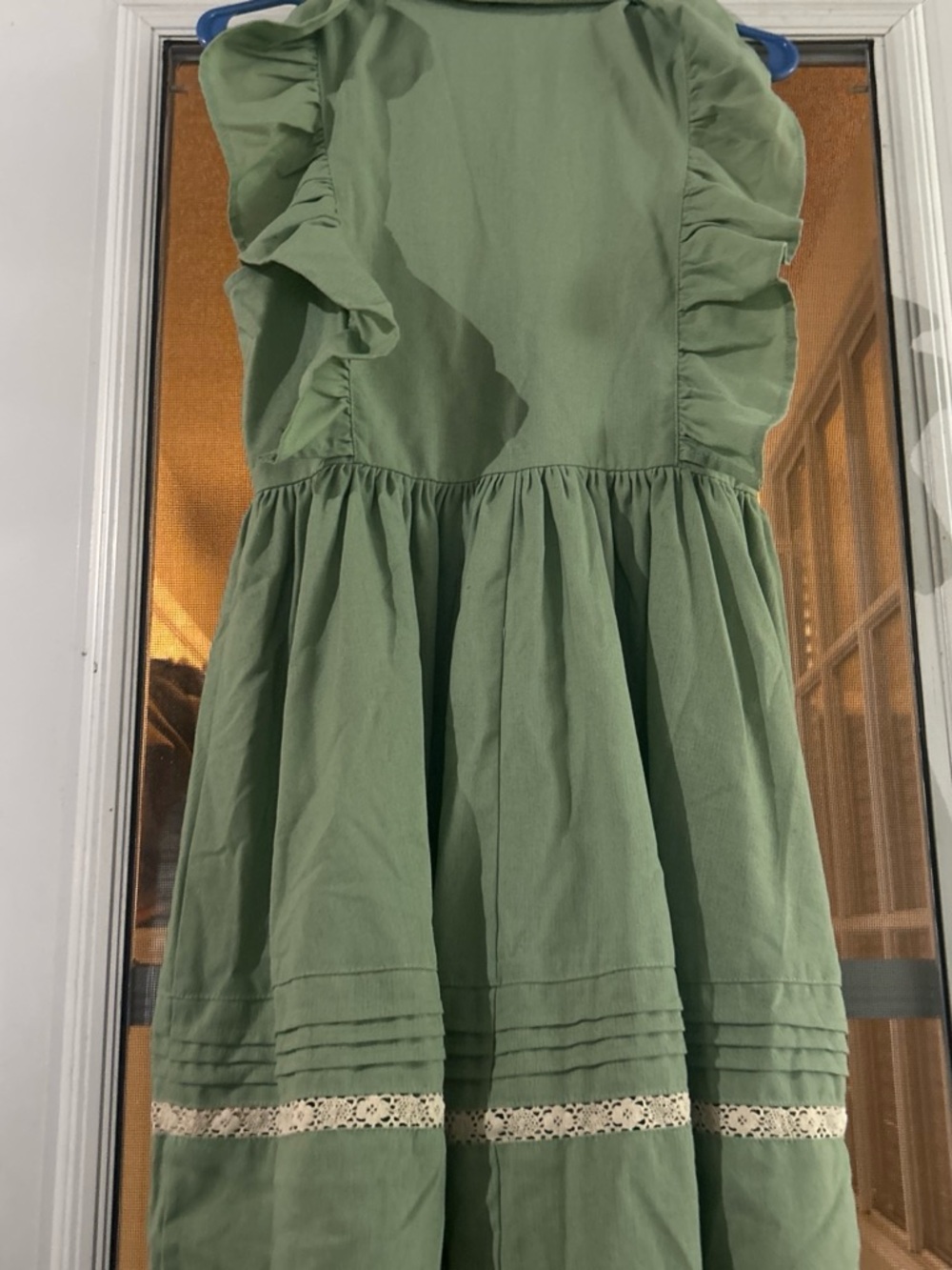 entro Green Ruffle Lace Button-Front Dress - Picture 3 of 4